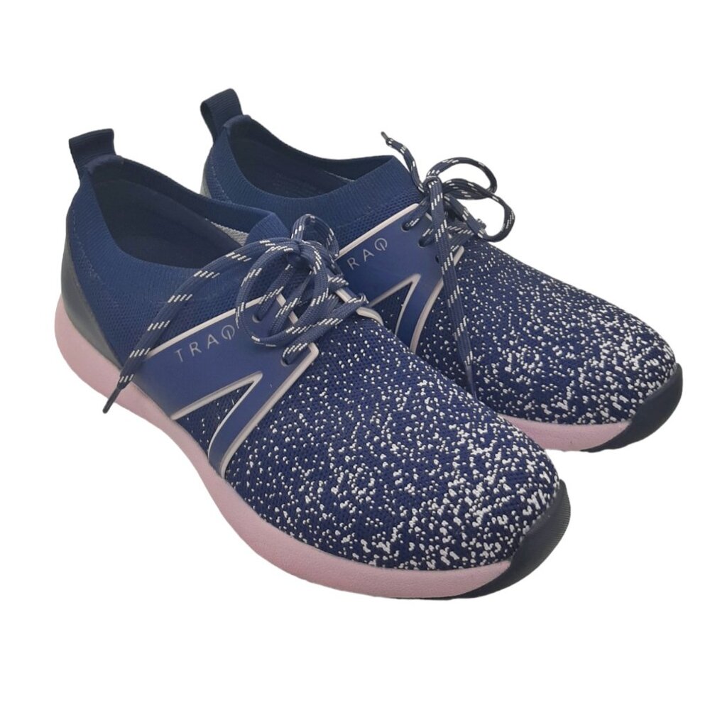 TRAQ By Alegria QOOL Lavender Navy & Lavender Lace Up Athletic Sneakers SZ 37 - Picture 2 of 12